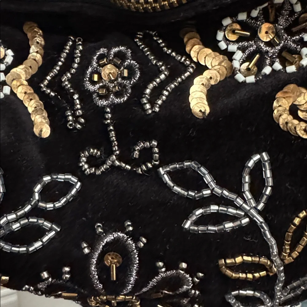 Free People Nashville Nights Beaded Black Velvet Shoulder Bag - Picture 12 of 12